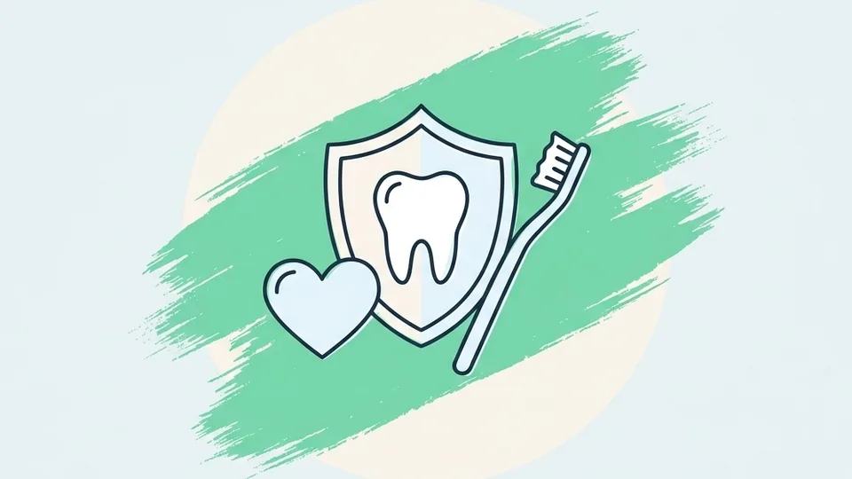 Illustrazione: scudo con un dente, cuore e spazzolino